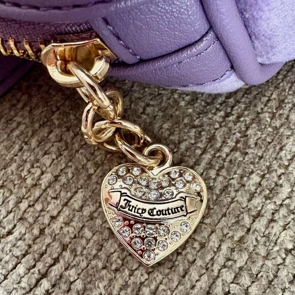 JUICY COUTURE NWT Mini Velour Barrel Bag XBODY Guitar Strap Dusty Violet - Picture 7 of 9